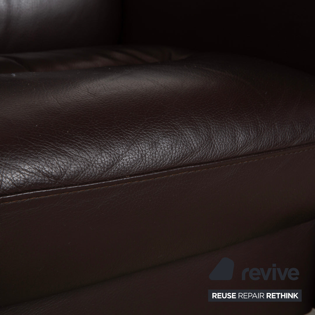 Stressless Wave Leather Three-Seater Brown Espresso Manual Function Sofa Couch