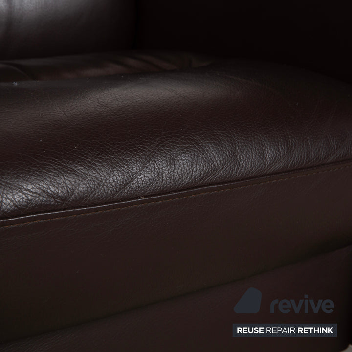 Stressless Wave Leather Three-Seater Brown Espresso Manual Function Sofa Couch