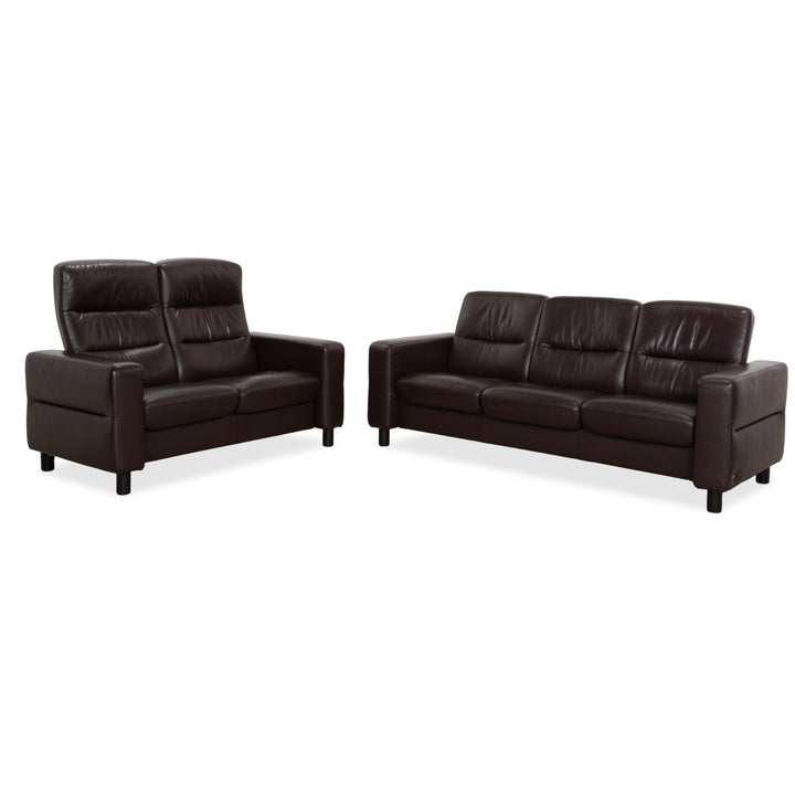 Stressless Wave Leder Dreisitzer Braun Espresso manuelle Funktion Sofa Couch