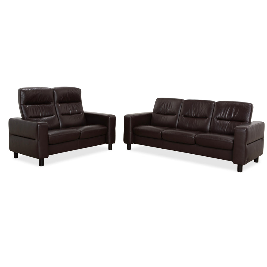 Stressless Wave Leder Dreisitzer Braun Espresso manuelle Funktion Sofa Couch