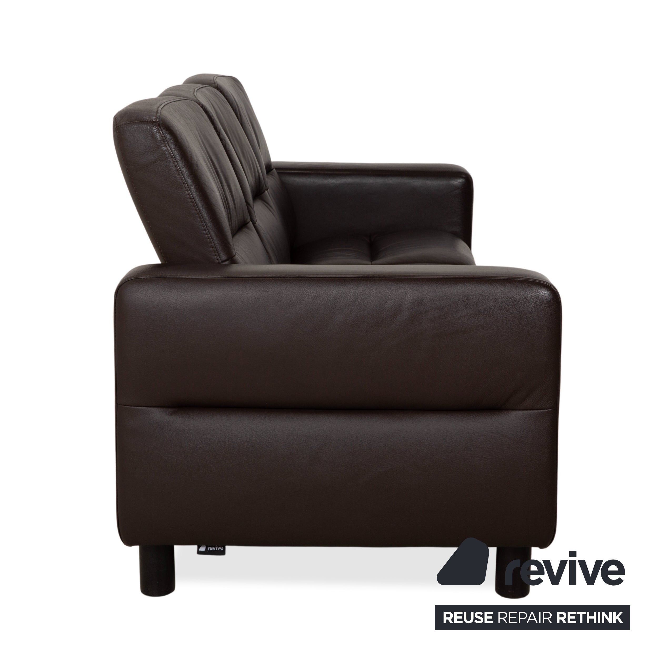 Stressless Wave Leather Three-Seater Brown Espresso Manual Function Sofa Couch