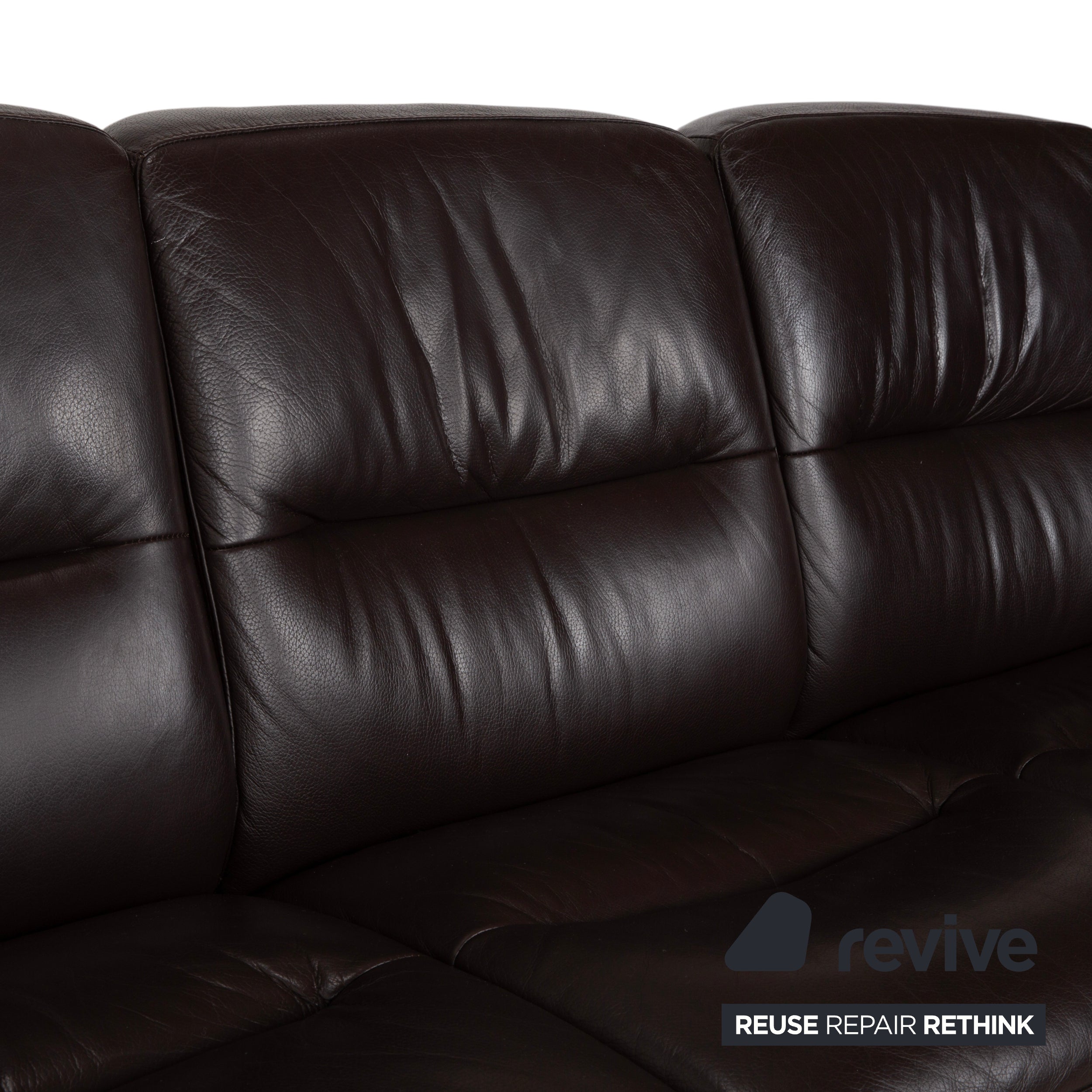 Stressless Wave Leather Three-Seater Brown Espresso Manual Function Sofa Couch