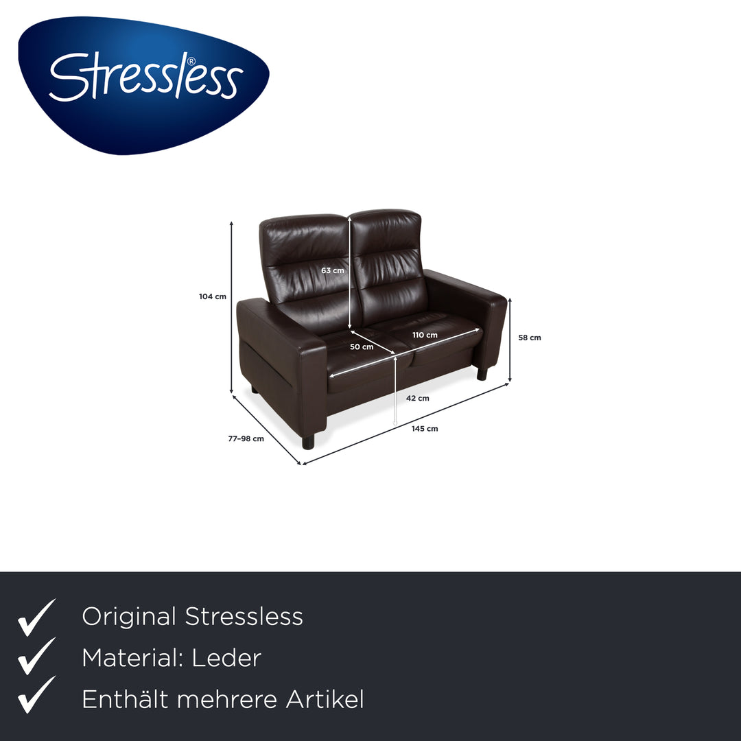 Canapé trois places Stressless Wave en cuir marron expresso, à réglage manuel