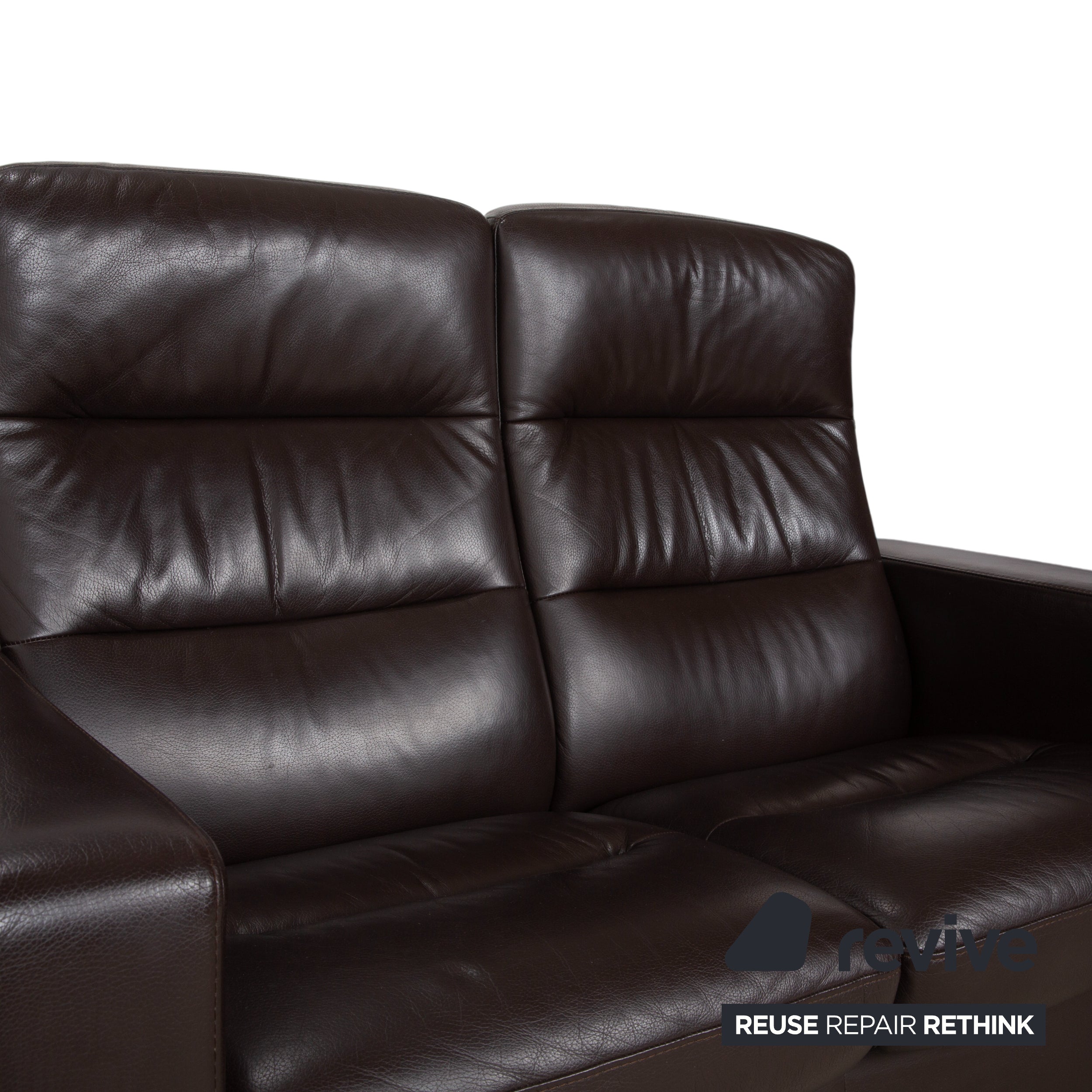 Stressless Wave Leather Three-Seater Brown Espresso Manual Function Sofa Couch