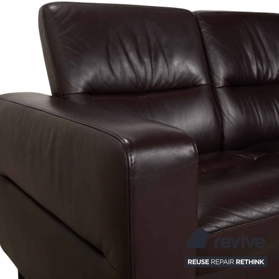Stressless Wave Leather Three-Seater Brown Espresso Manual Function Sofa Couch