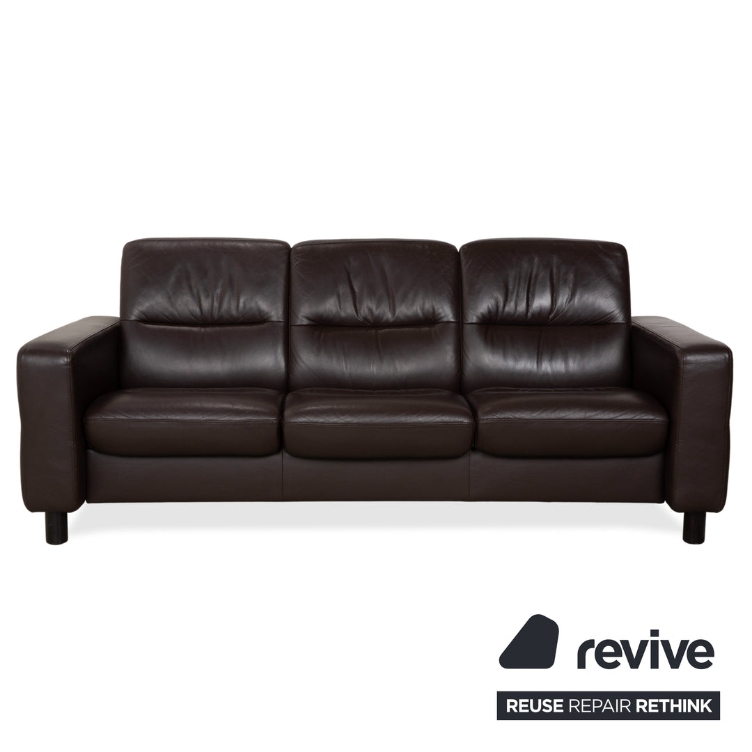 Canapé trois places Stressless Wave en cuir marron expresso, à réglage manuel