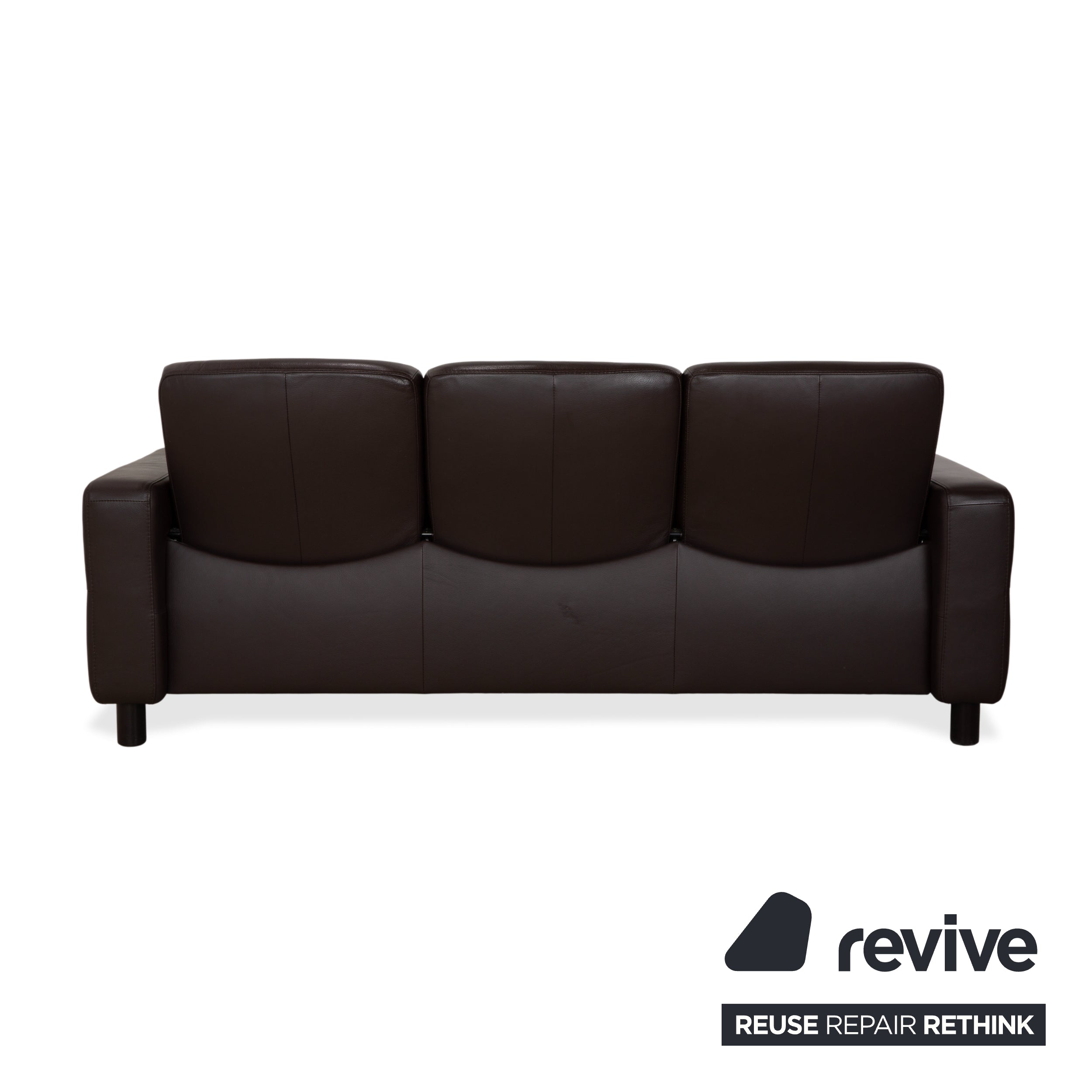 Stressless Wave Leather Three-Seater Brown Espresso Manual Function Sofa Couch