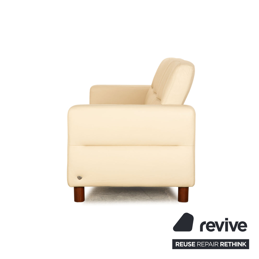 Stressless Wave Leder Dreisitzer Creme Sofa Couch manuelle Funktion