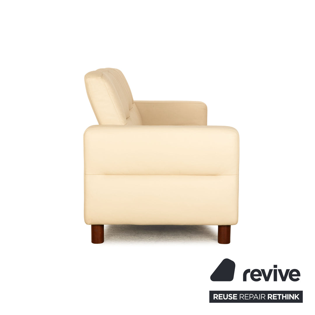 Stressless Wave Leder Dreisitzer Creme Sofa Couch manuelle Funktion