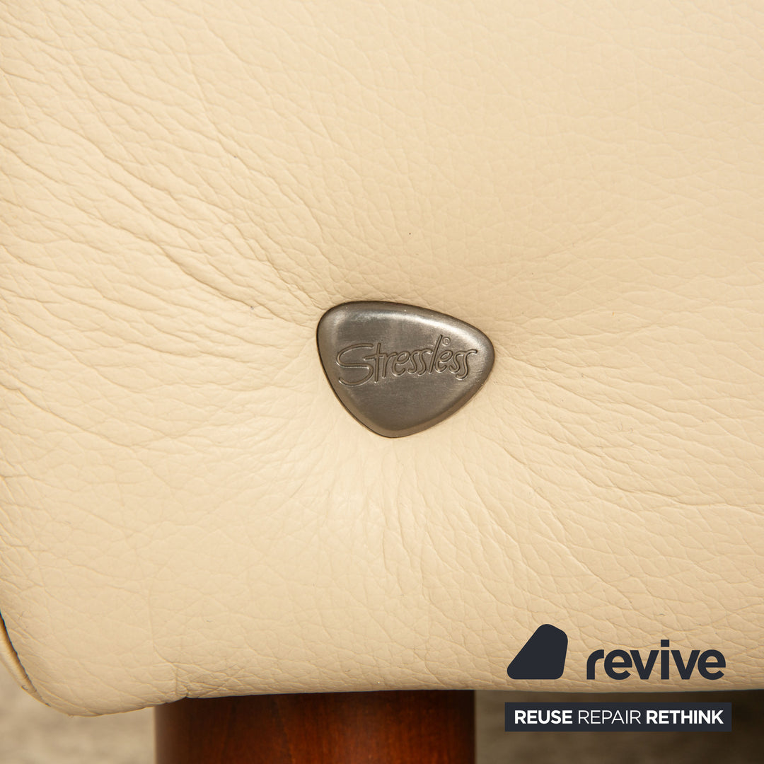 Stressless Wave Leder Dreisitzer Creme Sofa Couch manuelle Funktion