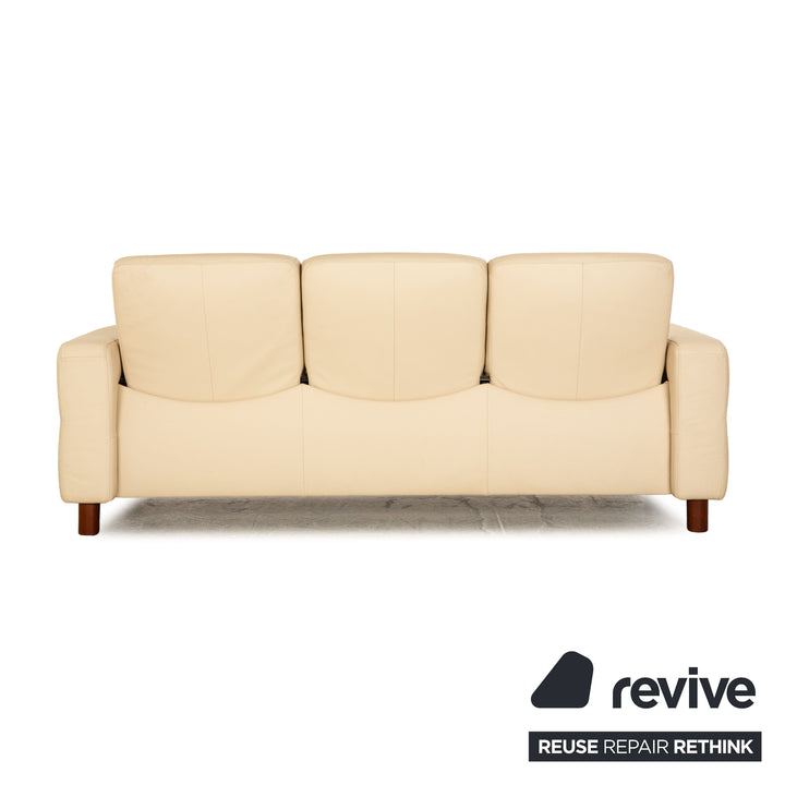 Stressless Wave Leder Dreisitzer Creme Sofa Couch manuelle Funktion