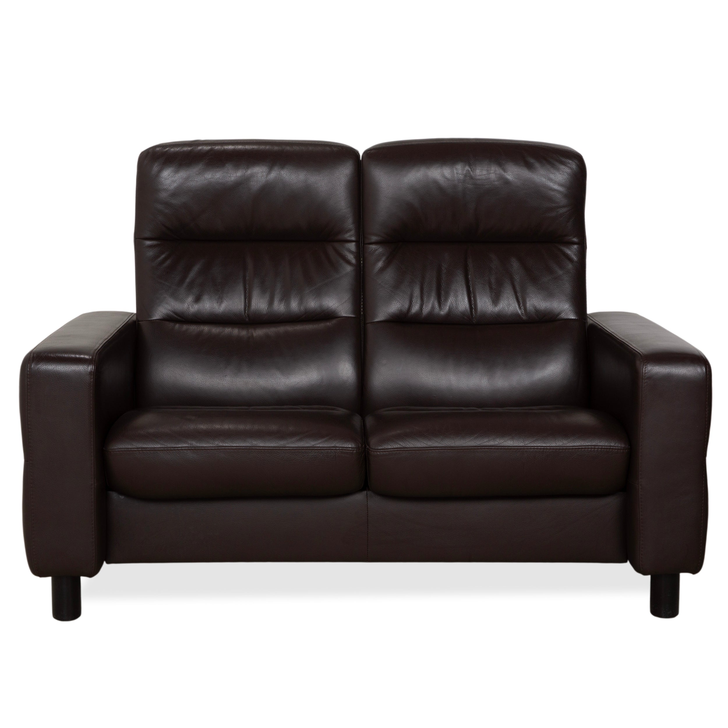 Stressless Wave Leather Two-Seater Brown Espresso Manual Function Sofa Couch