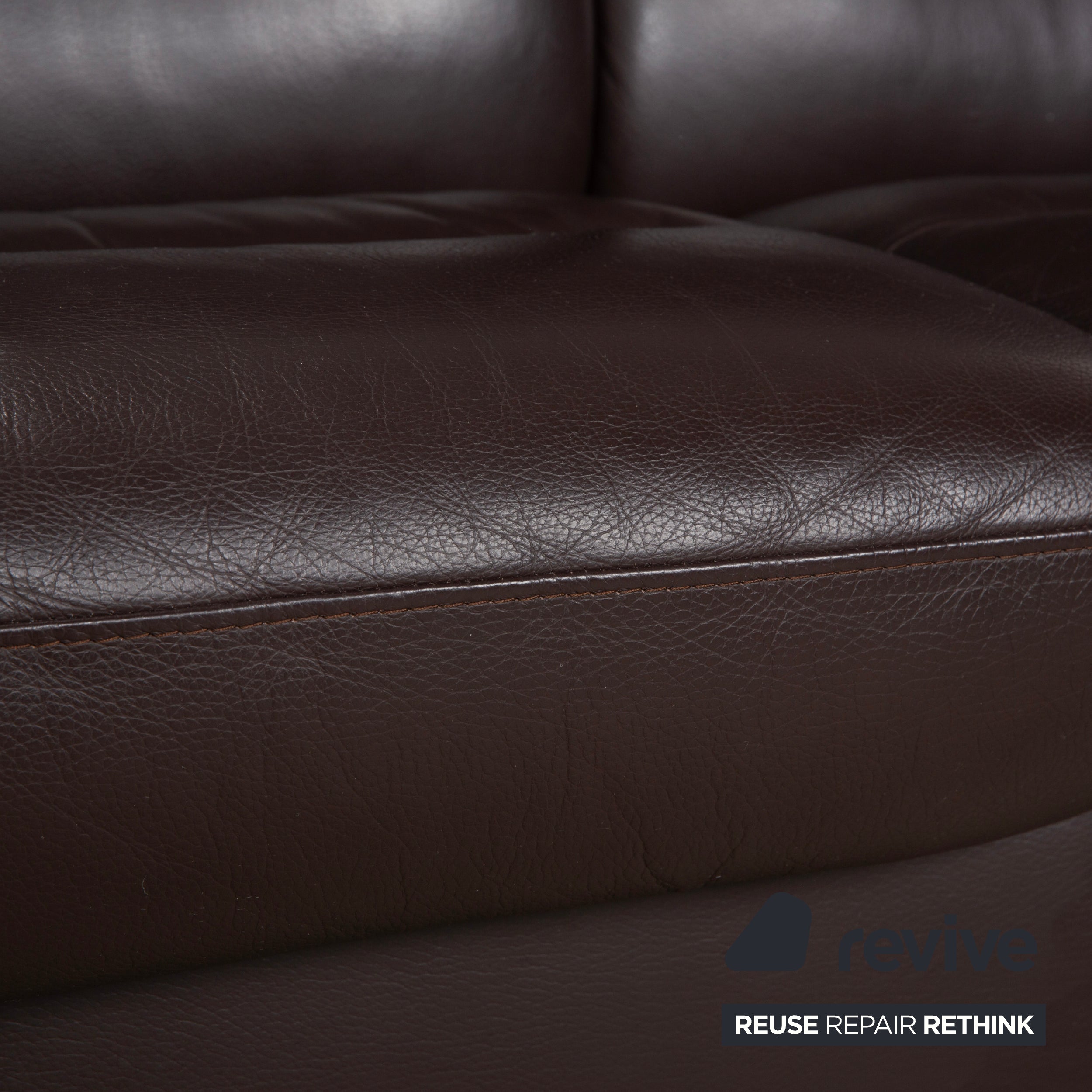 Stressless Wave Leather Two-Seater Brown Espresso Manual Function Sofa Couch