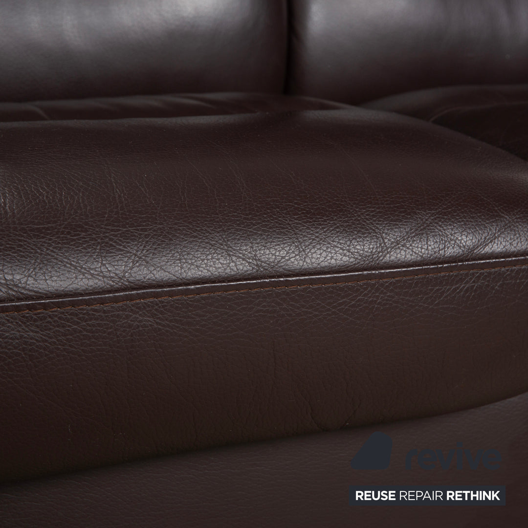 Stressless Wave Leather Two-Seater Brown Espresso Manual Function Sofa Couch