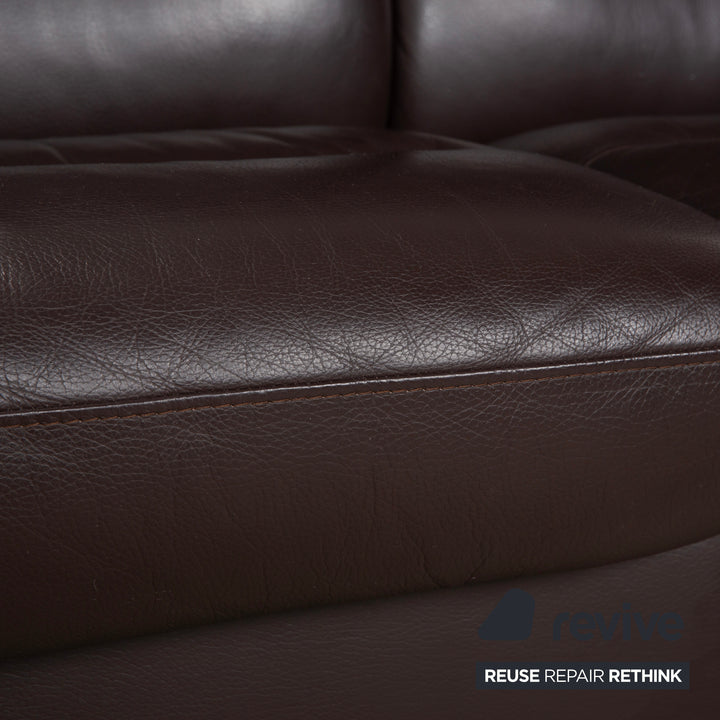 Stressless Wave Leather Two-Seater Brown Espresso Manual Function Sofa Couch