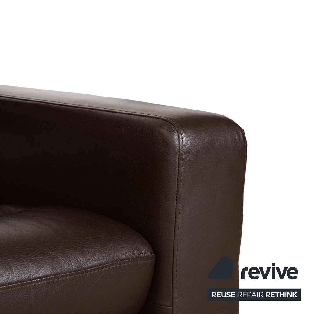 Stressless Wave Leather Two-Seater Brown Espresso Manual Function Sofa Couch