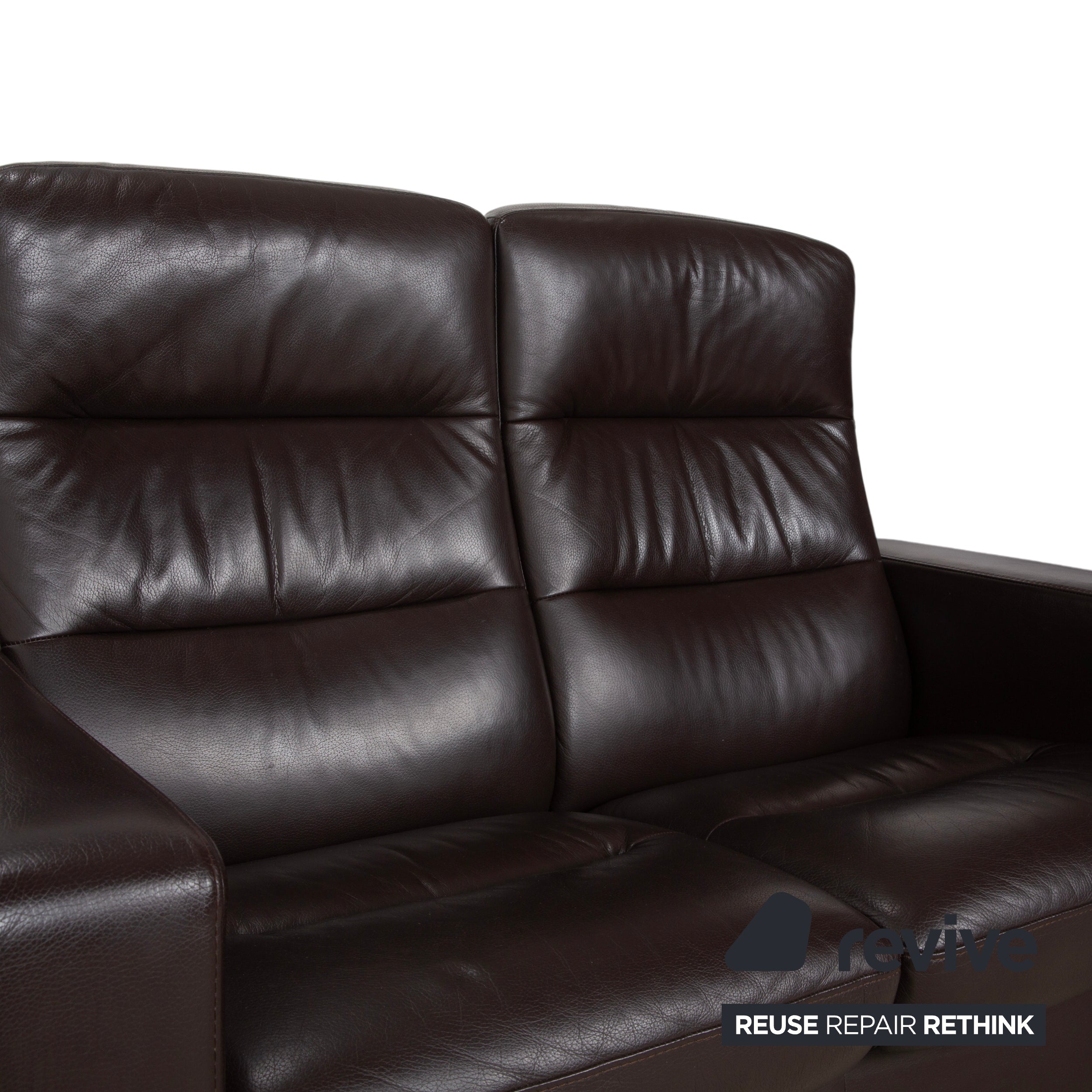 Stressless Wave Leather Two-Seater Brown Espresso Manual Function Sofa Couch
