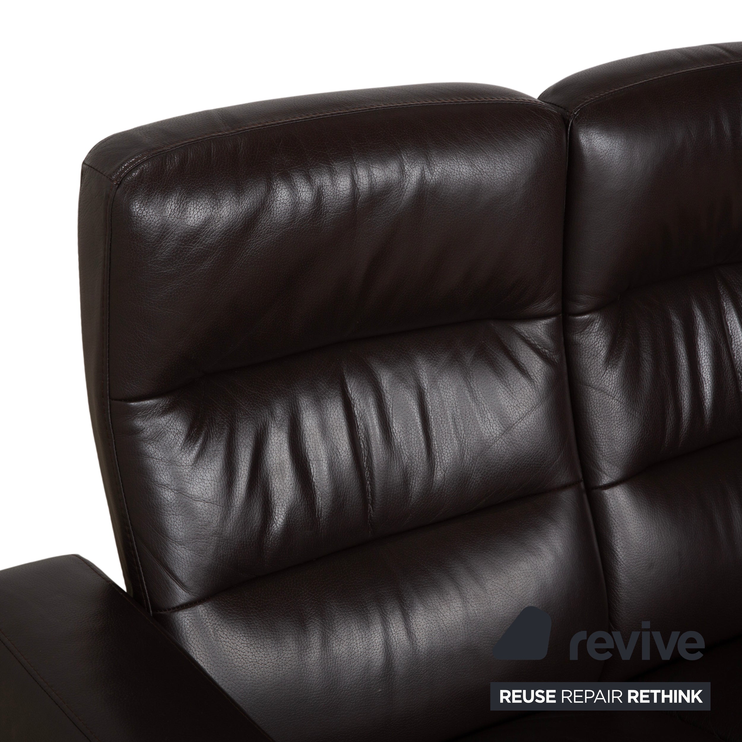 Stressless Wave Leather Two-Seater Brown Espresso Manual Function Sofa Couch