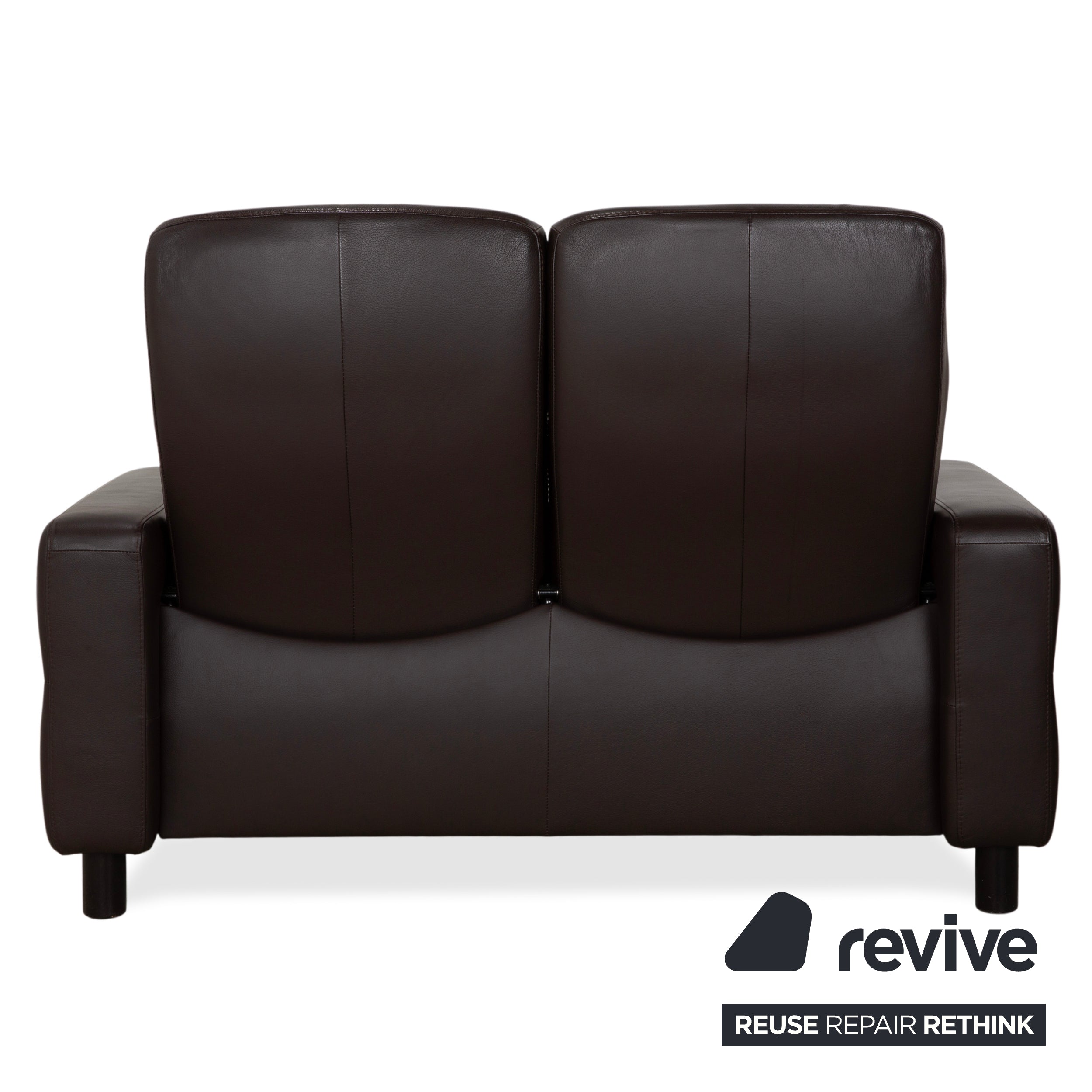 Stressless Wave Leather Two-Seater Brown Espresso Manual Function Sofa Couch