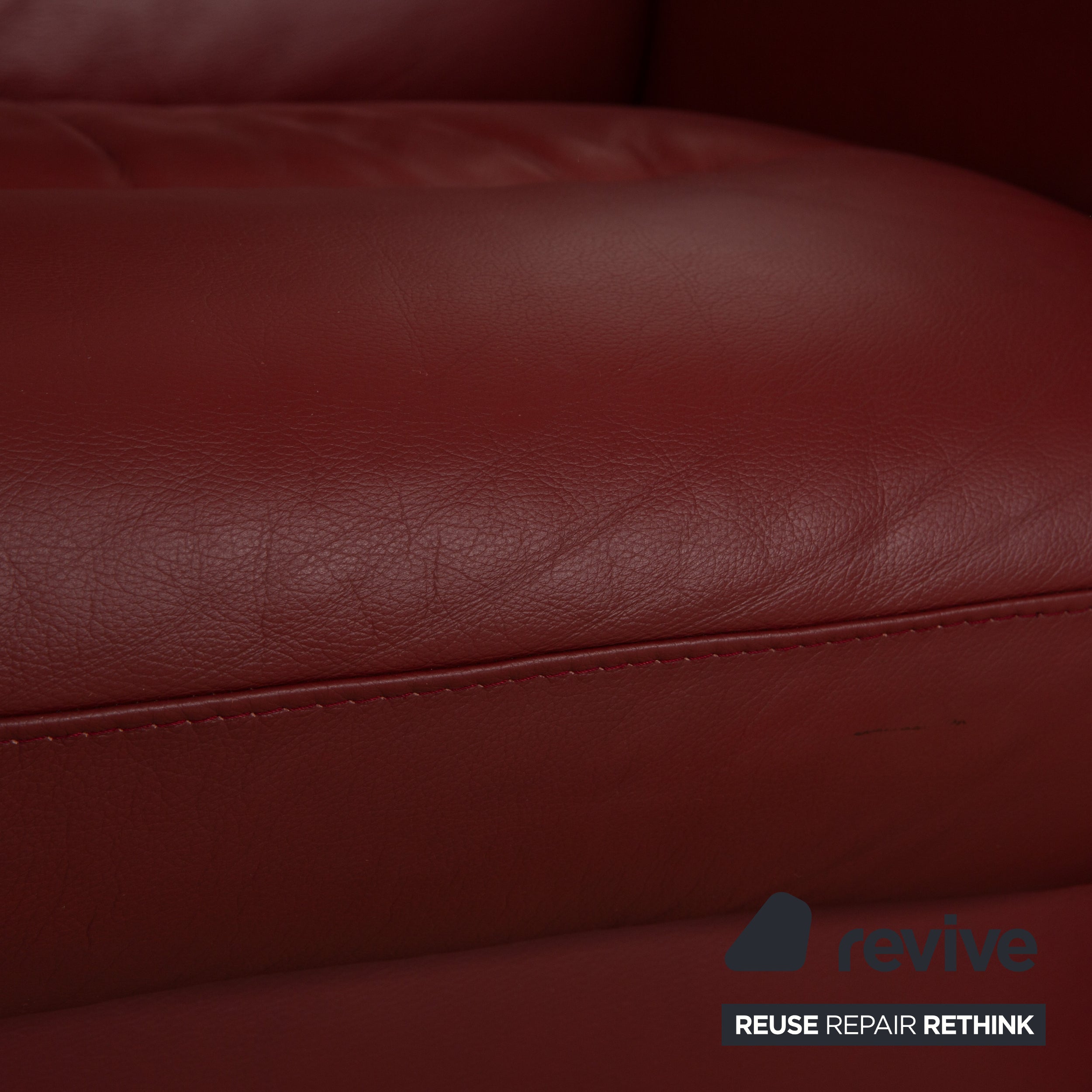 Stressless Wave Leather Two Seater Red Sofa Couch manual function