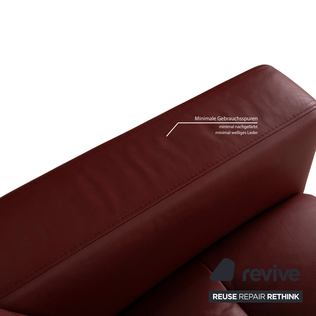 Canapé 2 places Stressless Wave en cuir rouge à fonction manuelle