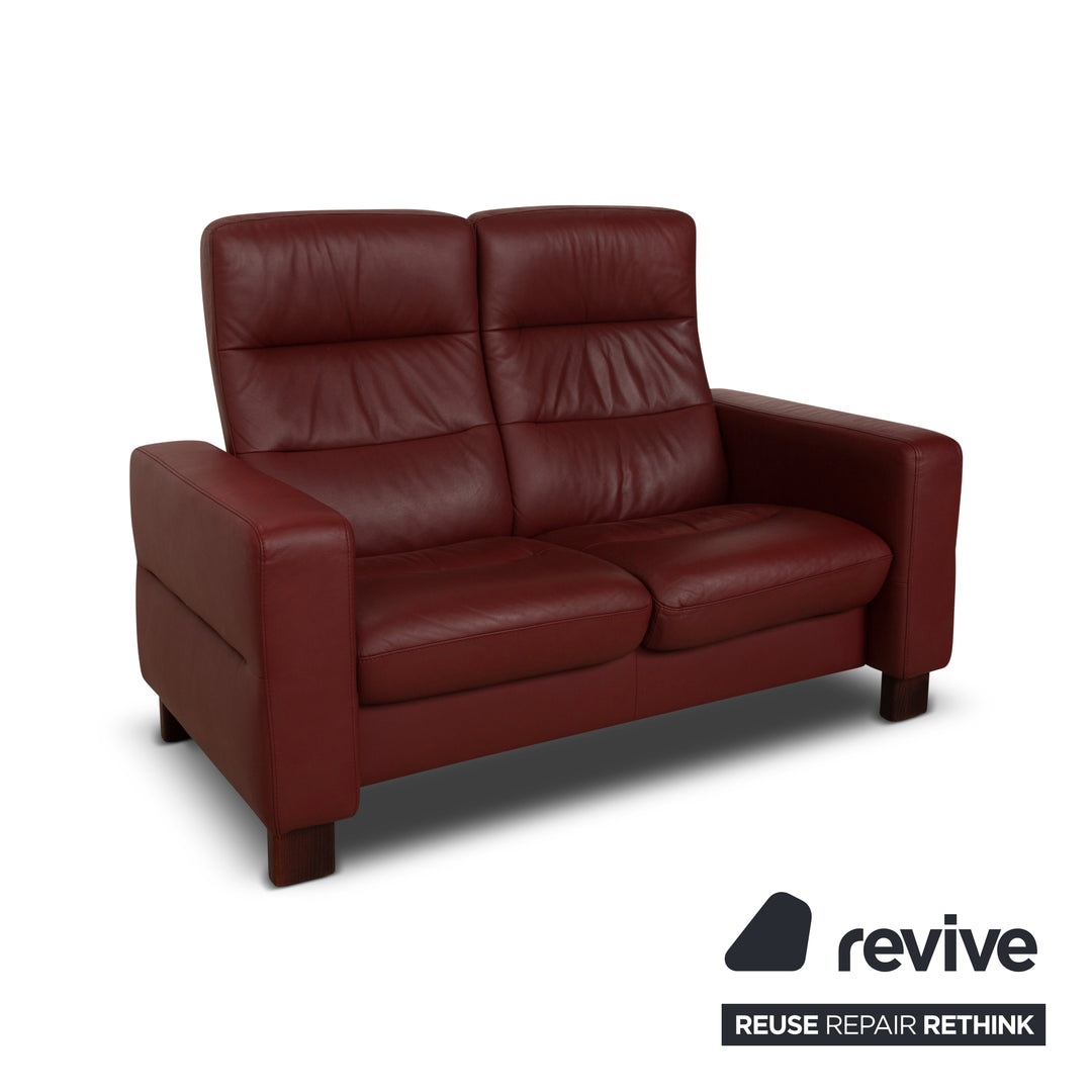 Canapé 2 places Stressless Wave en cuir rouge à fonction manuelle