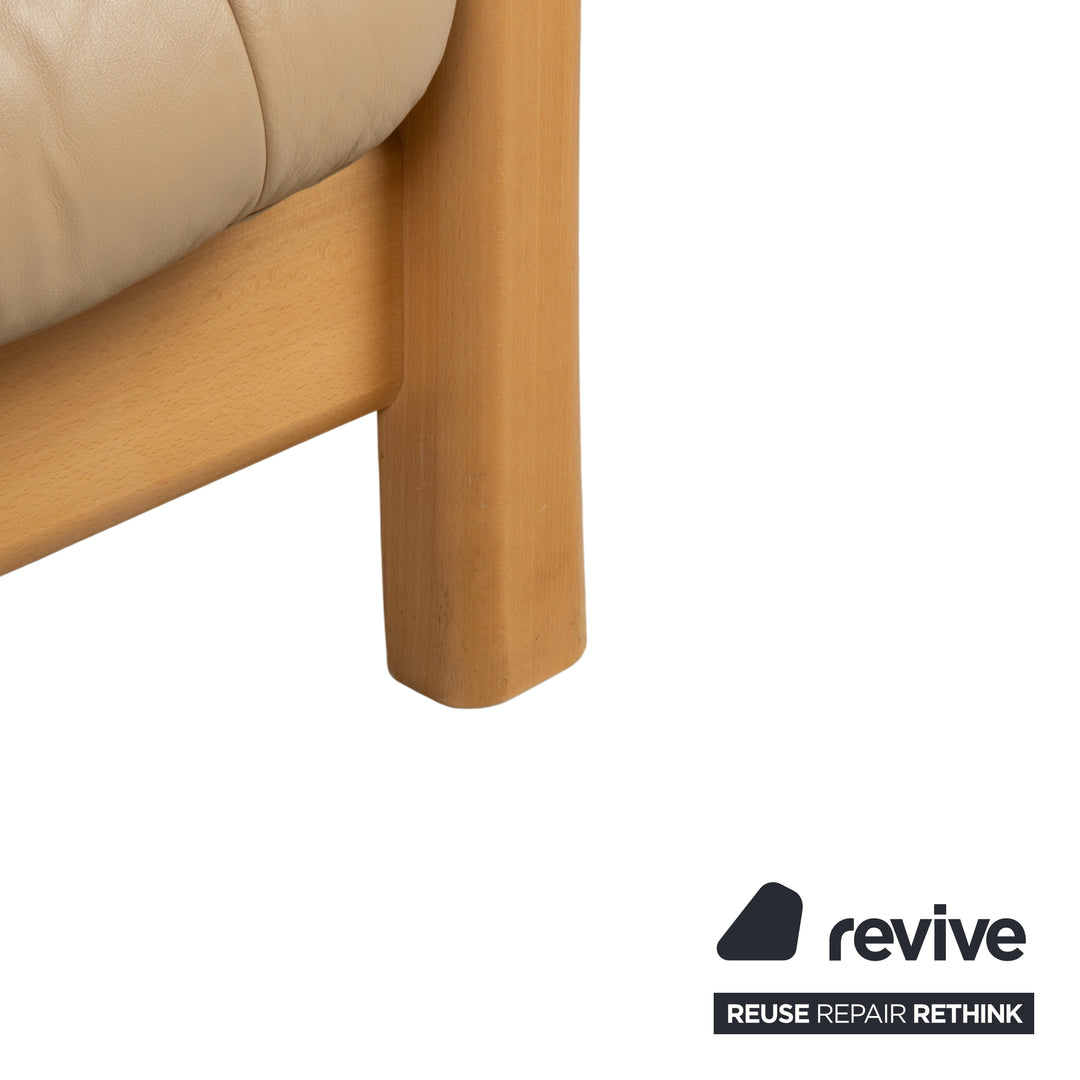 Stressless Windsor Dreisitzer Leder Holz Sofa Beige Creme