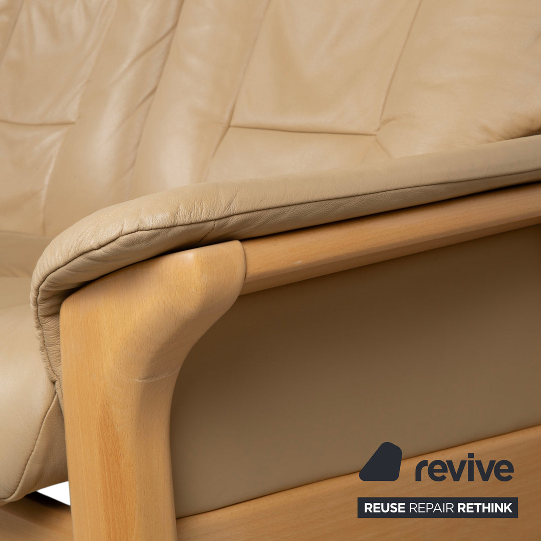 Stressless Windsor Dreisitzer Leder Holz Sofa Beige Creme