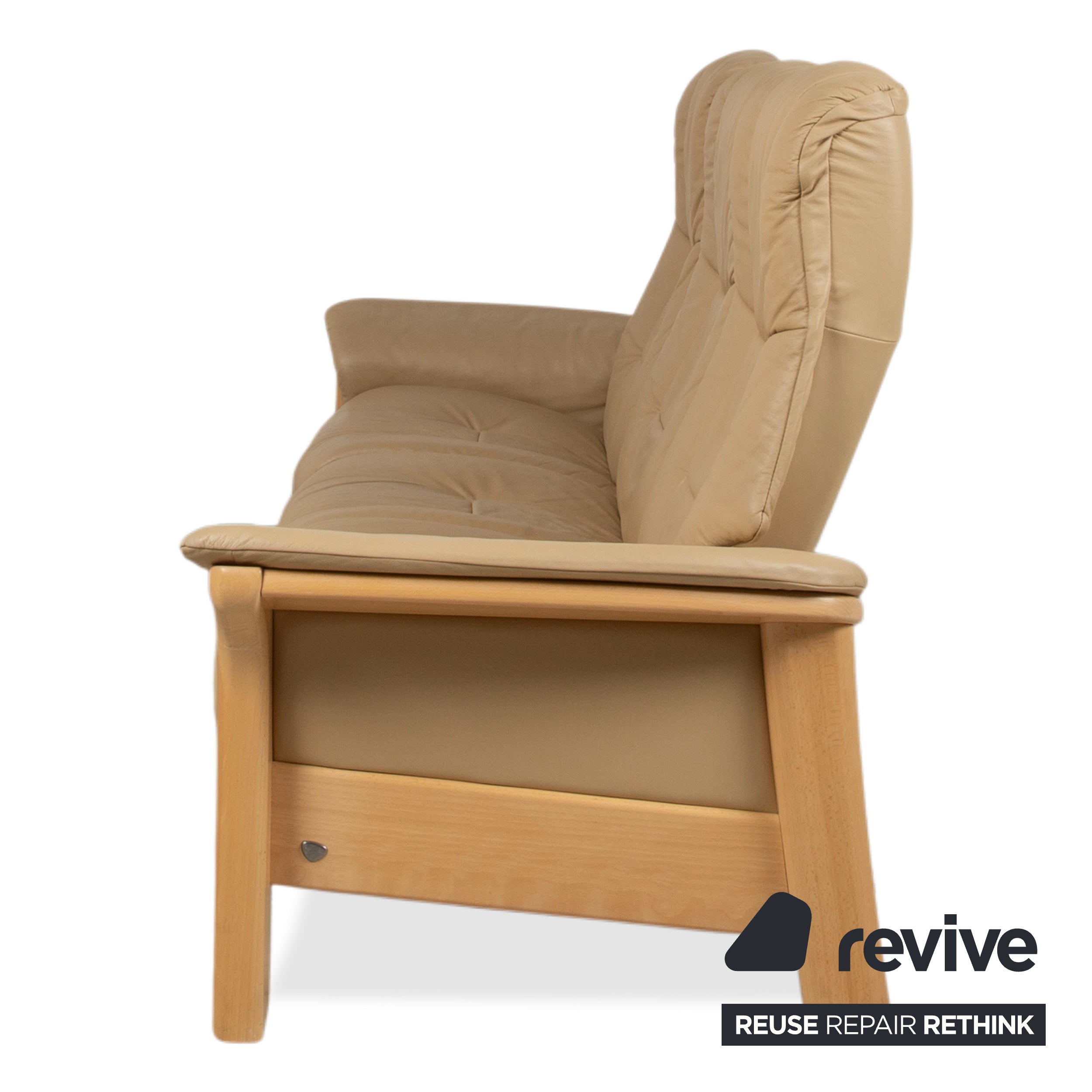 Stressless Windsor Dreisitzer Leder Holz Sofa Beige Creme