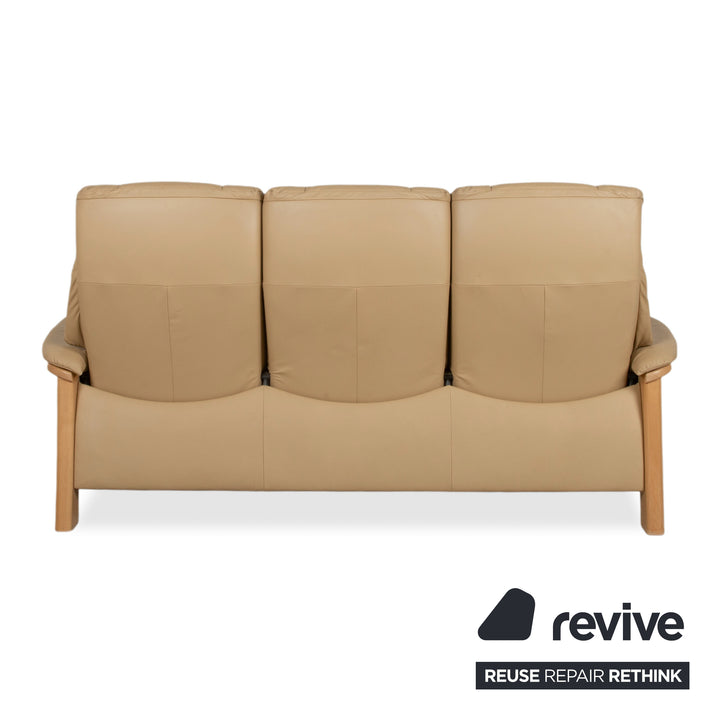 Stressless Windsor Dreisitzer Leder Holz Sofa Beige Creme