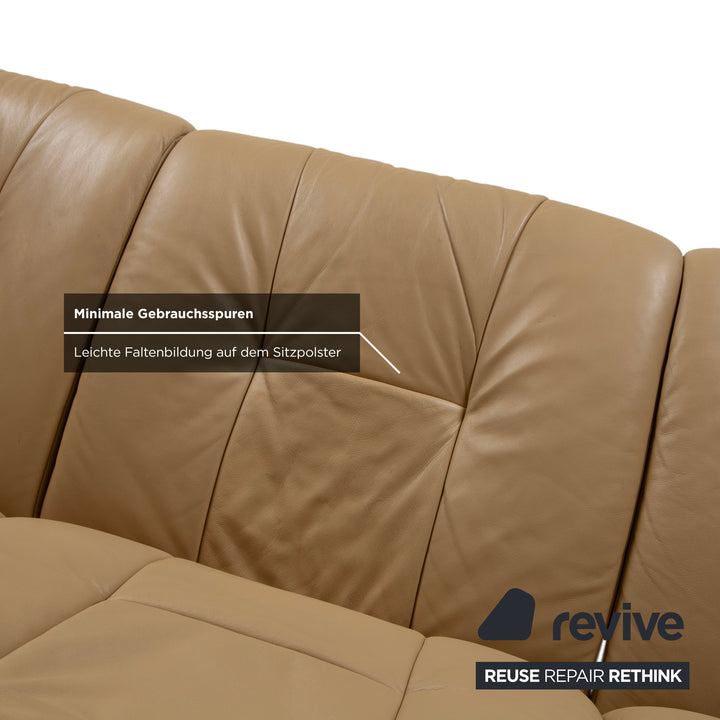 Stressless Windsor Dreisitzer Leder Holz Sofa Beige Creme
