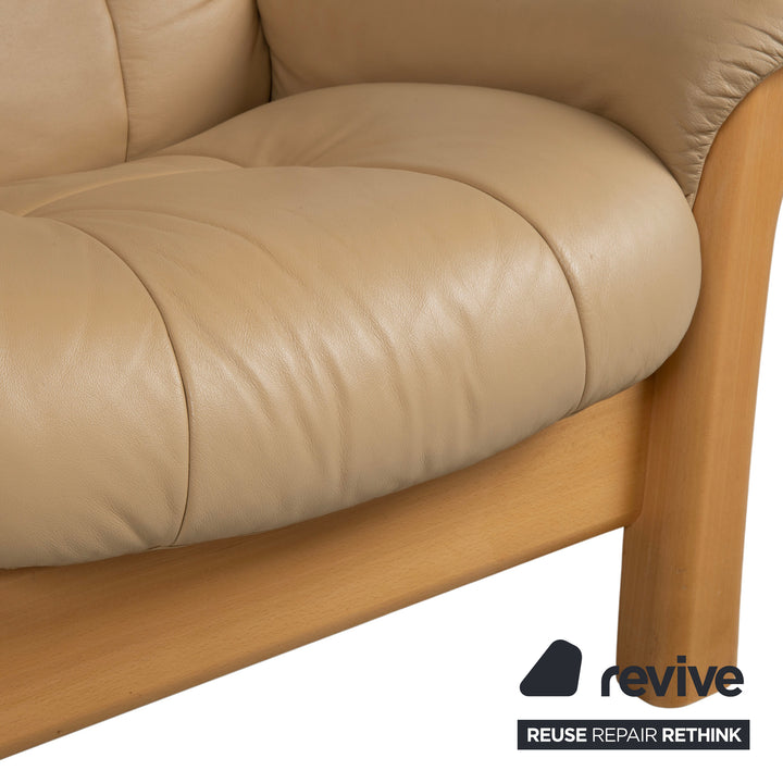 Stressless Windsor Dreisitzer Leder Holz Sofa Beige Creme
