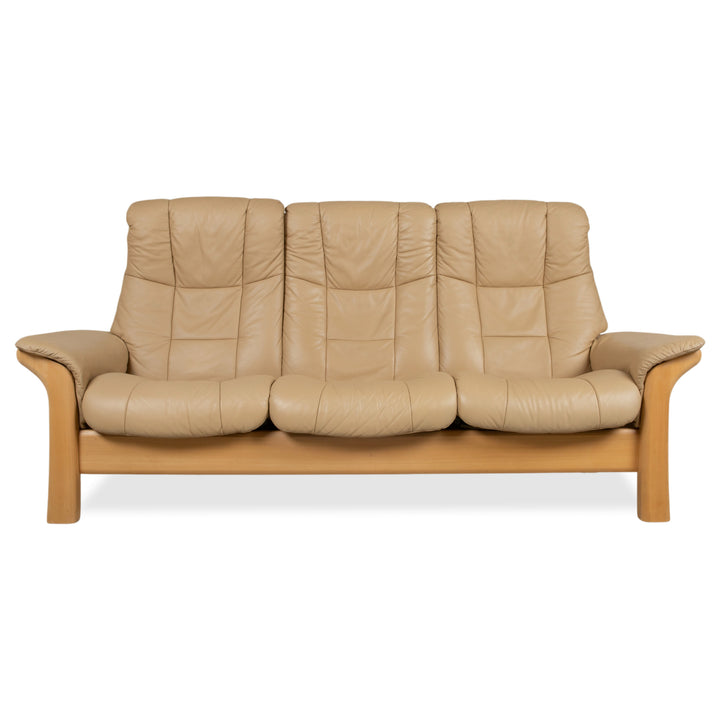 Stressless Windsor Dreisitzer Leder Holz Sofa Beige Creme