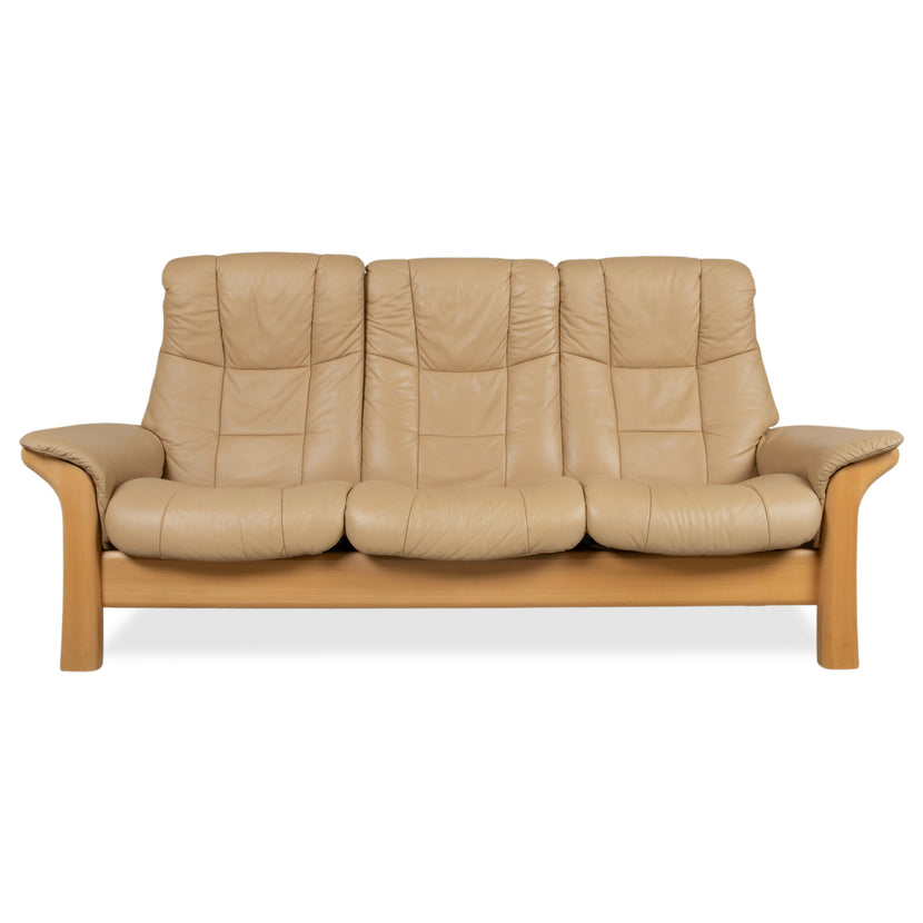 Stressless Windsor Dreisitzer Leder Holz Sofa Beige Creme