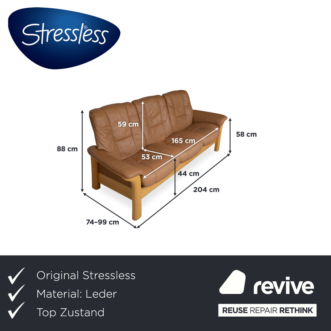 Stressless Windsor Dreisitzer Leder Holz Sofa Braun Cognac manuelle Funktion Relaxfunktion