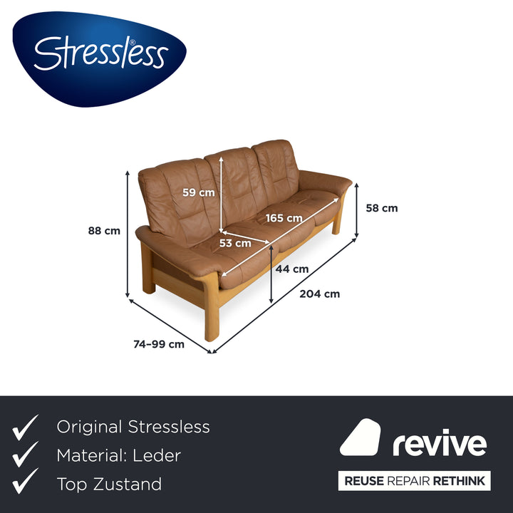 Stressless Windsor Dreisitzer Leder Holz Sofa Braun Cognac manuelle Funktion Relaxfunktion