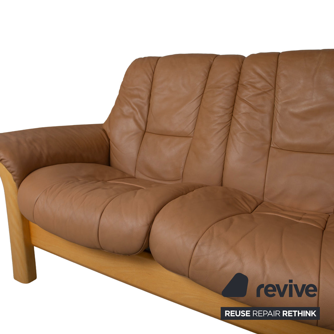 Stressless Windsor Dreisitzer Leder Holz Sofa Braun Cognac manuelle Funktion Relaxfunktion