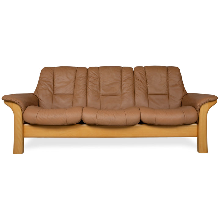 Stressless Windsor Dreisitzer Leder Holz Sofa Braun Cognac manuelle Funktion Relaxfunktion