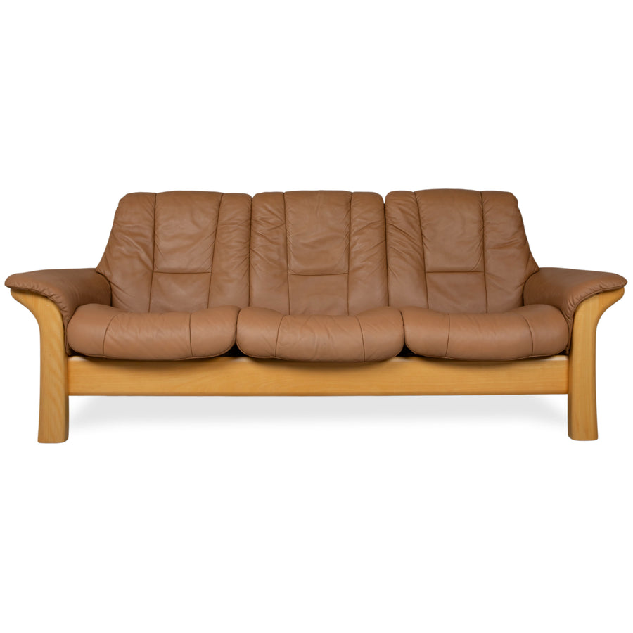 Stressless Windsor Dreisitzer Leder Holz Sofa Braun Cognac manuelle Funktion Relaxfunktion