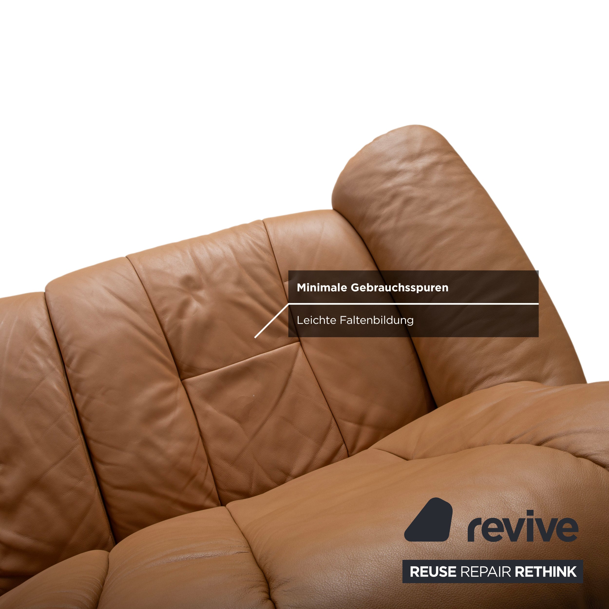 Stressless Windsor Three-Seater Leather Wood Sofa Brown Cognac Manual Reclining Function