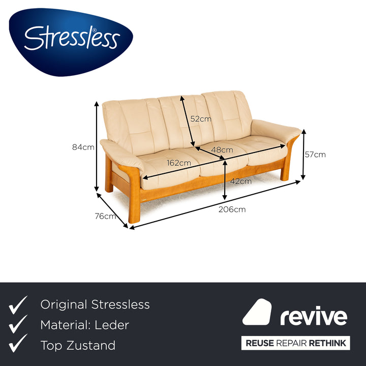 Stressless Windsor Leder Dreisitzer Beige Sofa Couch