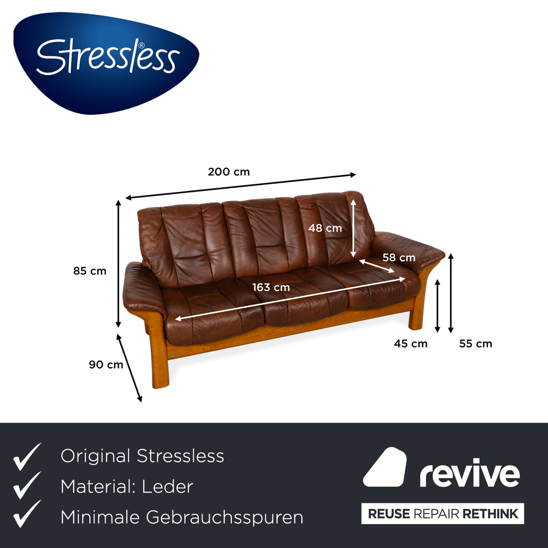 Canapé 3 places en cuir marron Stressless Windsor