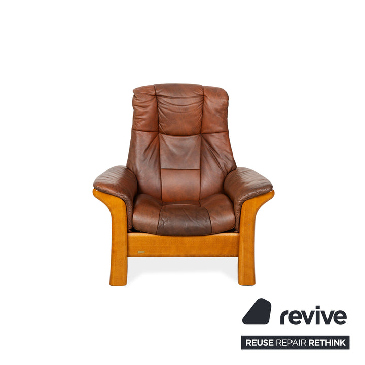 Fauteuil Stressless Windsor en cuir marron à fonction manuelle