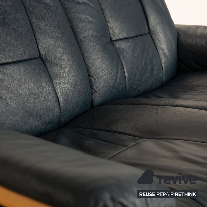 Stressless Windsor Leder Sofa Garnitur Blau Dunkelblau Sofa Couch 2x Zweisitzer