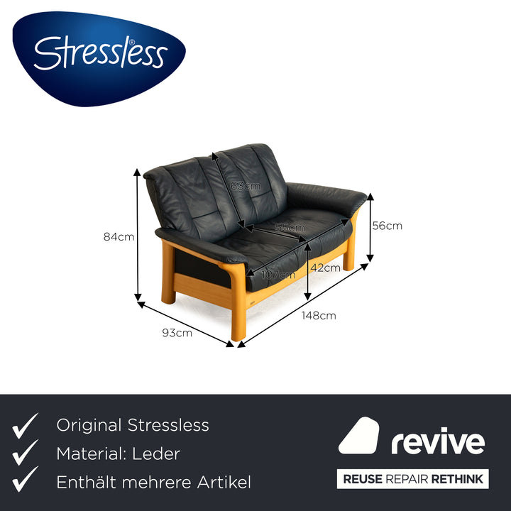 Stressless Windsor Leder Sofa Garnitur Blau Dunkelblau Sofa Couch 2x Zweisitzer