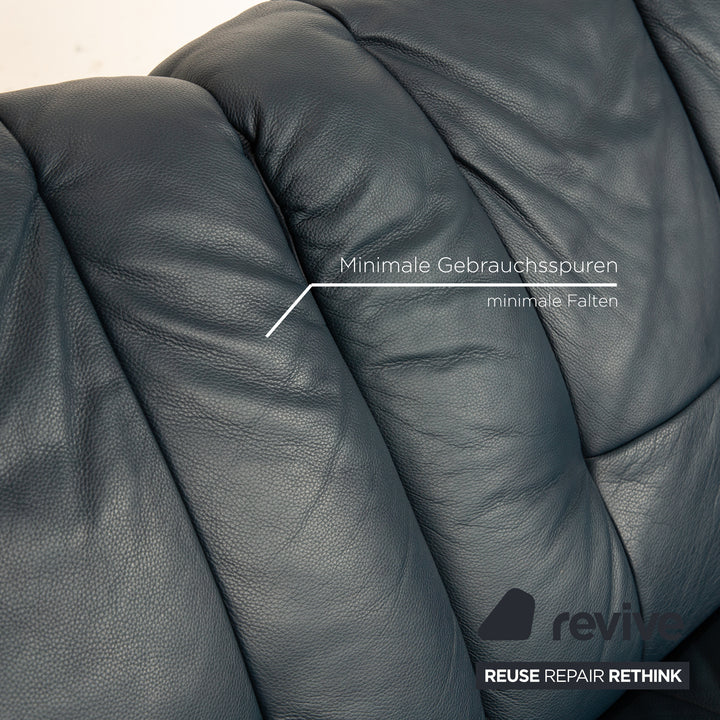 Stressless Windsor Leder Sofa Garnitur Blau Dunkelblau Sofa Couch 2x Zweisitzer
