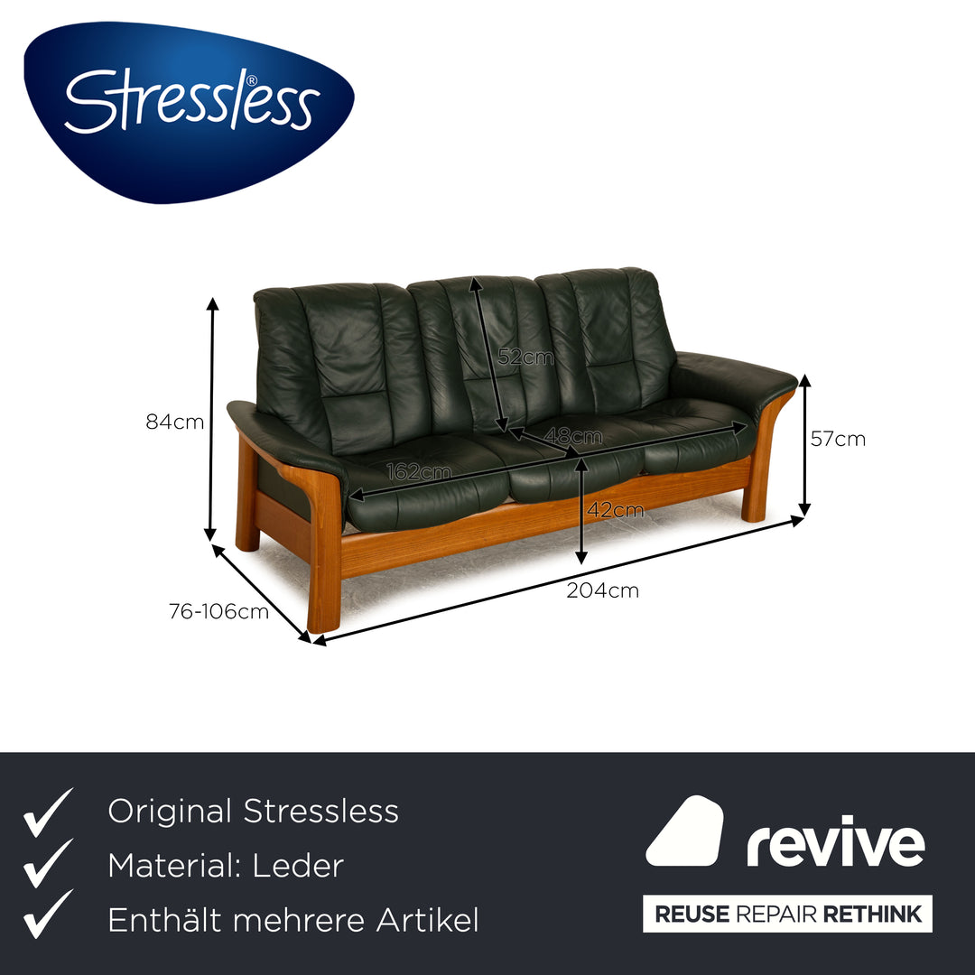 Stressless Windsor Leder Sofa Garnitur Grün Dunkelgrün Dreisitzer Zweisitzer Couch manuelle Funktion