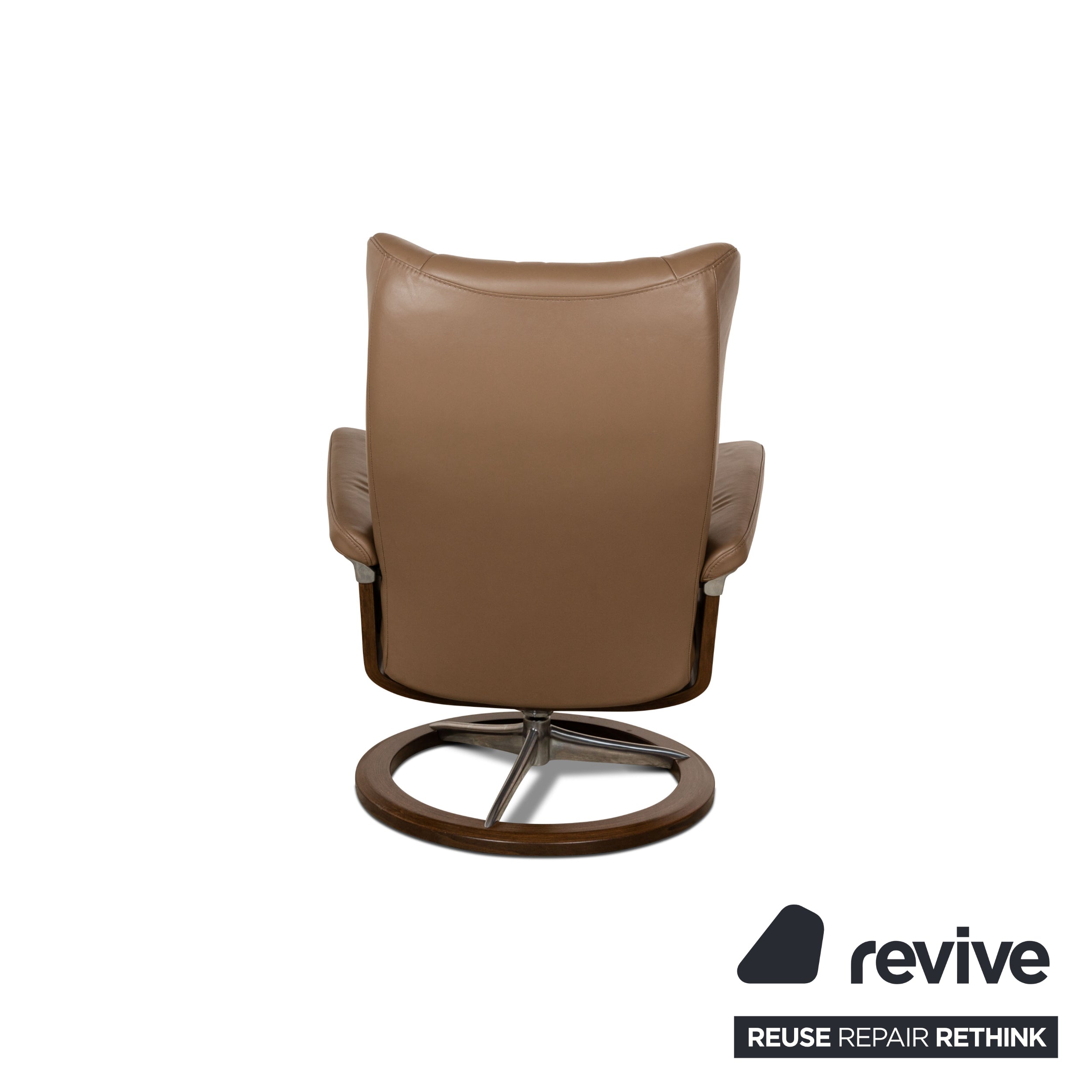 Fauteuil en cuir Stressless Wing marron avec tabouret à fonction manuelle