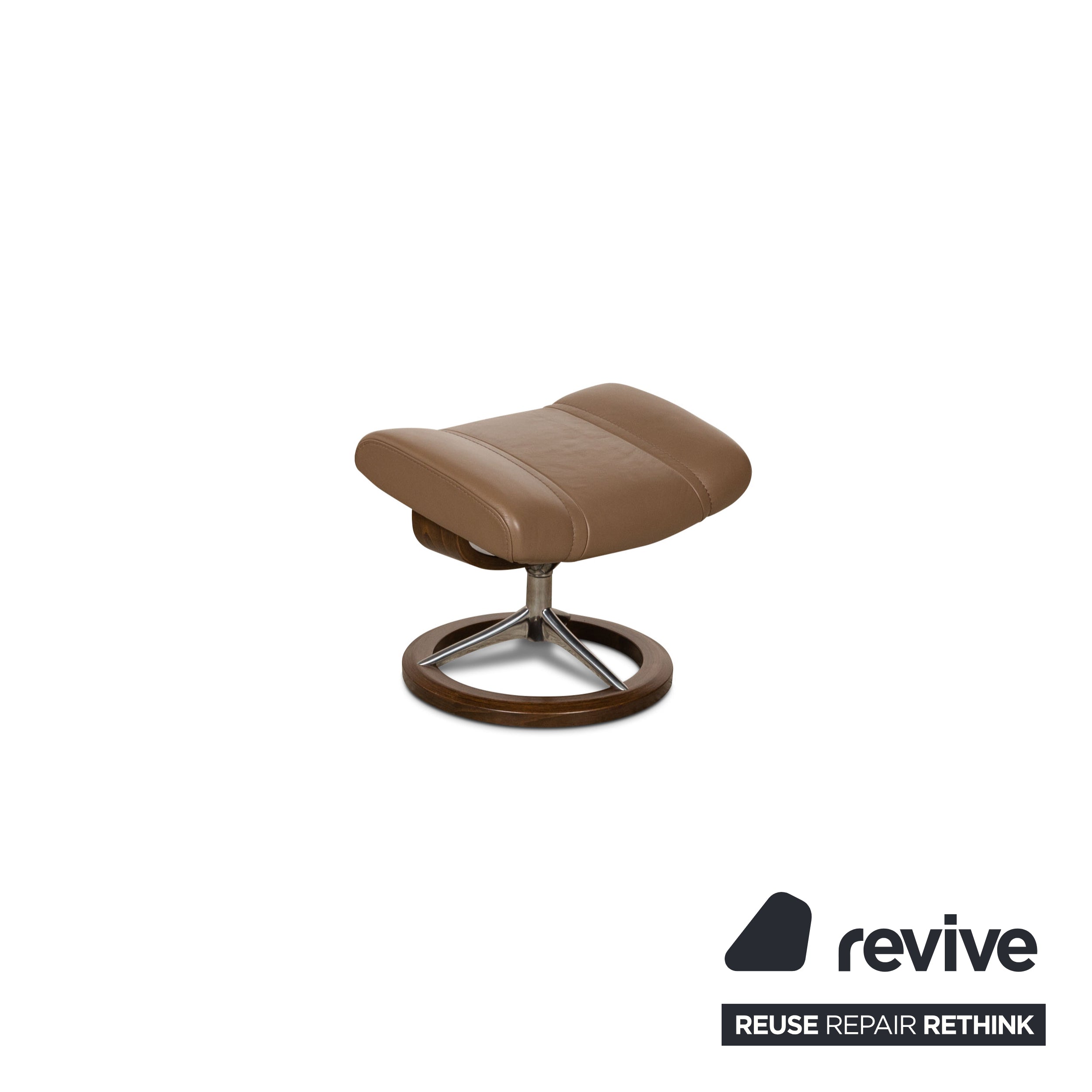 Fauteuil en cuir Stressless Wing marron avec tabouret à fonction manuelle