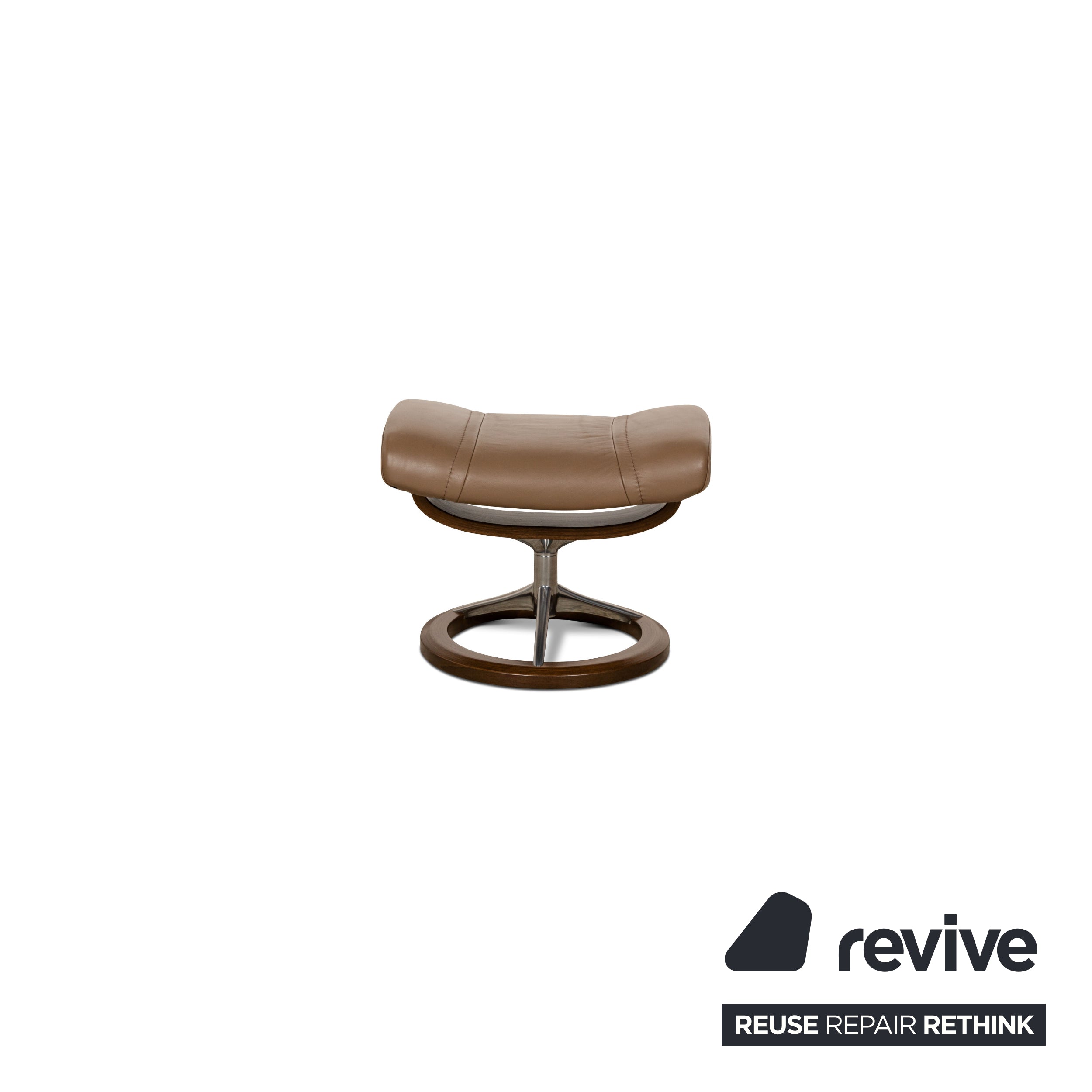 Fauteuil en cuir Stressless Wing marron avec tabouret à fonction manuelle